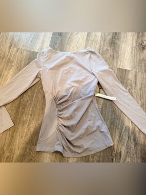 Susana Monaco Gray Long Sleeve Gathered Top NWT Small